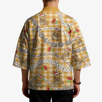 Gold Palaka Hawaii Mele Kalikimaka Kimono Ohia Lehua Shell Leis Funny Gingerbread Santa - Polynesian Pride