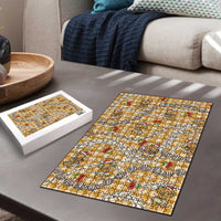 Gold Palaka Hawaii Mele Kalikimaka Puzzle Ohia Lehua Shell Leis Funny Gingerbread Santa - Polynesian Pride