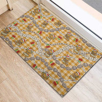 Gold Palaka Hawaii Mele Kalikimaka Rubber Doormat Ohia Lehua Shell Leis Funny Gingerbread Santa - Polynesian Pride