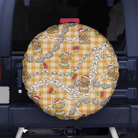 Gold Palaka Hawaii Mele Kalikimaka Spare Tire Cover Ohia Lehua Shell Leis Funny Gingerbread Santa - Polynesian Pride