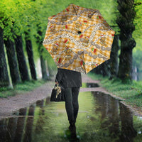 Gold Palaka Hawaii Mele Kalikimaka Umbrella Ohia Lehua Shell Leis Funny Gingerbread Santa - Polynesian Pride