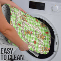 Green Palaka Hawaii Mele Kalikimaka Bathroom Set Ohia Lehua Shell Leis Funny Gingerbread Santa - Polynesian Pride