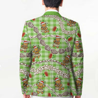 Green Palaka Hawaii Mele Kalikimaka Blazer Ohia Lehua Shell Leis Funny Gingerbread Santa - Polynesian Pride