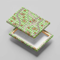 Green Palaka Hawaii Mele Kalikimaka Canvas Wall Art Ohia Lehua Shell Leis Funny Gingerbread Santa - Polynesian Pride