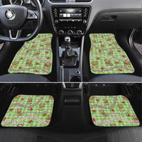 Green Palaka Hawaii Mele Kalikimaka Car Mats Ohia Lehua Shell Leis Funny Gingerbread Santa - Polynesian Pride