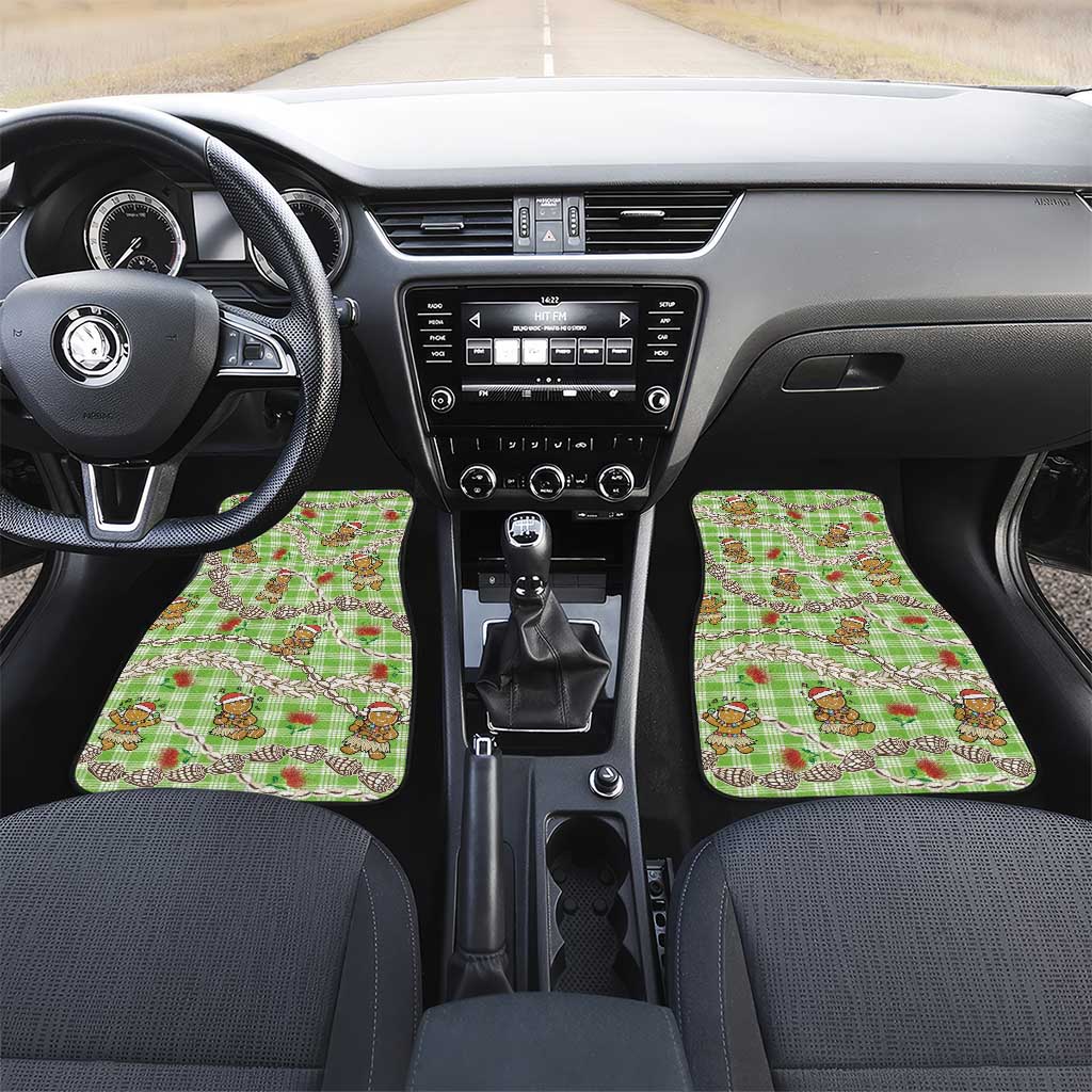 Green Palaka Hawaii Mele Kalikimaka Car Mats Ohia Lehua Shell Leis Funny Gingerbread Santa - Polynesian Pride
