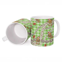 Green Palaka Hawaii Mele Kalikimaka Ceramic Mug Ohia Lehua Shell Leis Funny Gingerbread Santa - Polynesian Pride