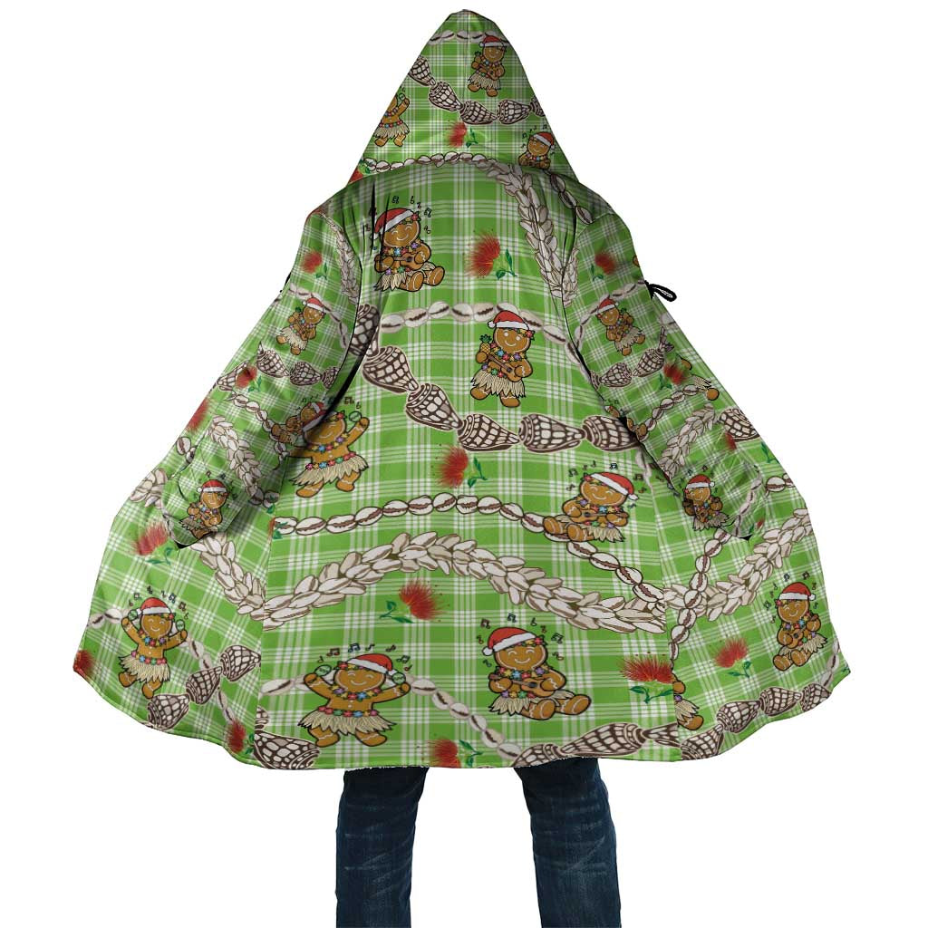 Green Palaka Hawaii Mele Kalikimaka Cloak Ohia Lehua Shell Leis Funny Gingerbread Santa - Polynesian Pride