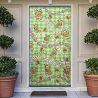 Green Palaka Hawaii Mele Kalikimaka Door Cover Ohia Lehua Shell Leis Funny Gingerbread Santa - Polynesian Pride