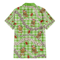 Green Palaka Hawaii Mele Kalikimaka Family Matching Mermaid Dress and Hawaiian Shirt Ohia Lehua Shell Leis Funny Gingerbread Santa - Polynesian Pride