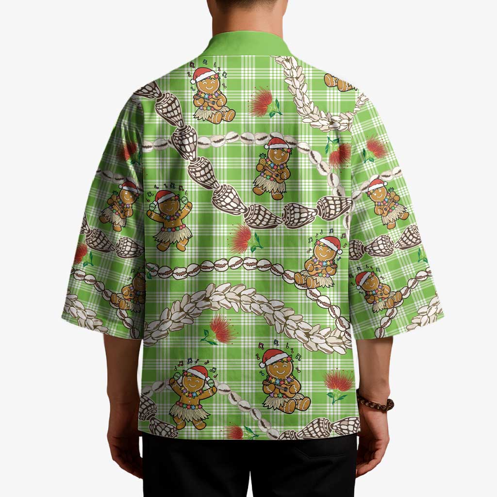 Green Palaka Hawaii Mele Kalikimaka Kimono Ohia Lehua Shell Leis Funny Gingerbread Santa - Polynesian Pride