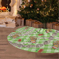 Green Palaka Hawaii Mele Kalikimaka Tree Skirt Ohia Lehua Shell Leis Funny Gingerbread Santa - Polynesian Pride