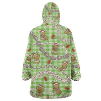 Green Palaka Hawaii Mele Kalikimaka Wearable Blanket Hoodie Ohia Lehua Shell Leis Funny Gingerbread Santa - Polynesian Pride