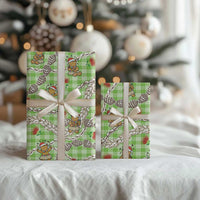 Green Palaka Hawaii Mele Kalikimaka Wrapping Paper Ohia Lehua Shell Leis Funny Gingerbread Santa - Polynesian Pride