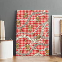 Red Palaka Hawaii Mele Kalikimaka Canvas Wall Art Ohia Lehua Shell Leis Funny Gingerbread Santa - Polynesian Pride