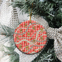 Red Palaka Hawaii Mele Kalikimaka Ceramic Ornament Ohia Lehua Shell Leis Funny Gingerbread Santa - Polynesian Pride