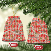 Red Palaka Hawaii Mele Kalikimaka Ceramic Ornament Ohia Lehua Shell Leis Funny Gingerbread Santa - Polynesian Pride