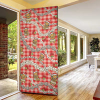 Red Palaka Hawaii Mele Kalikimaka Door Cover Ohia Lehua Shell Leis Funny Gingerbread Santa - Polynesian Pride