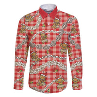 Red Palaka Hawaii Mele Kalikimaka Family Matching Long Sleeve Bodycon Dress and Hawaiian Shirt Ohia Lehua Shell Leis Funny Gingerbread Santa - Polynesian Pride