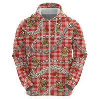 Red Palaka Hawaii Mele Kalikimaka Hoodie Ohia Lehua Shell Leis Funny Gingerbread Santa - Polynesian Pride