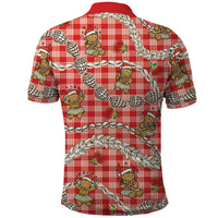 Red Palaka Hawaii Mele Kalikimaka Polo Shirt Ohia Lehua Shell Leis Funny Gingerbread Santa - Polynesian Pride