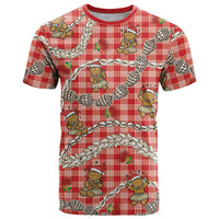 Red Palaka Hawaii Mele Kalikimaka T Shirt Ohia Lehua Shell Leis Funny Gingerbread Santa - Polynesian Pride
