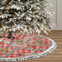Red Palaka Hawaii Mele Kalikimaka Tree Skirt Ohia Lehua Shell Leis Funny Gingerbread Santa - Polynesian Pride
