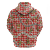 Red Palaka Hawaii Mele Kalikimaka Zip Hoodie Ohia Lehua Shell Leis Funny Gingerbread Santa - Polynesian Pride