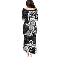 Black Polynesia Paisley Puletasi Polynesian With Tropical Flowers LT14 - Polynesian Pride