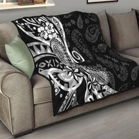 Black Polynesia Paisley Quilt Polynesian With Tropical Flowers LT14 - Polynesian Pride