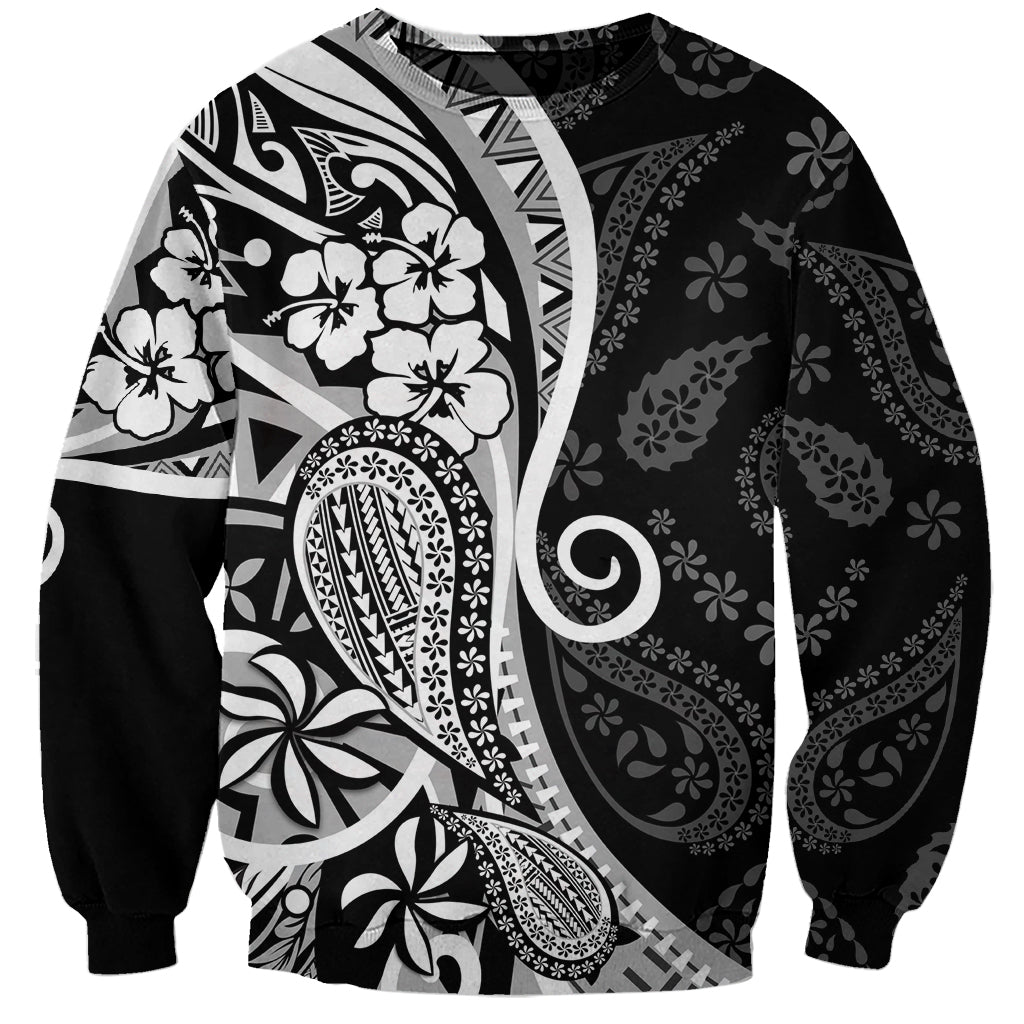 Black Polynesia Paisley Sweatshirt Polynesian With Tropical Flowers LT14 Unisex Black - Polynesian Pride