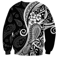 Black Polynesia Paisley Sweatshirt Polynesian With Tropical Flowers LT14 - Polynesian Pride