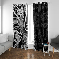 Black Polynesia Paisley Window Curtain Polynesian With Tropical Flowers LT14 With Grommets Black - Polynesian Pride