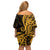 Gold Polynesia Paisley Off Shoulder Short Dress Polynesian With Tropical Flowers LT14 - Polynesian Pride