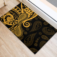 Gold Polynesia Paisley Rubber Doormat Polynesian With Tropical Flowers LT14 - Polynesian Pride