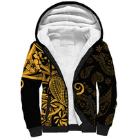 Gold Polynesia Paisley Sherpa Hoodie Polynesian With Tropical Flowers LT14 Unisex Gold - Polynesian Pride