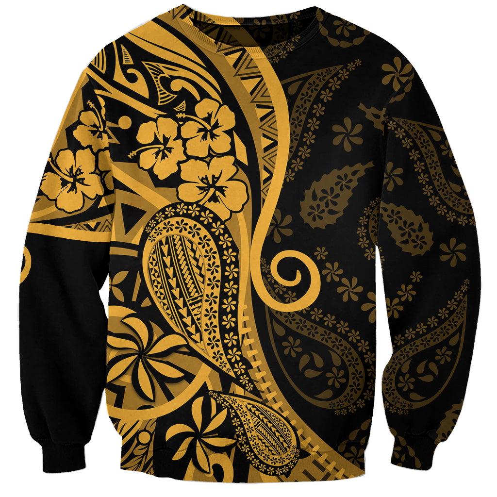 Gold Polynesia Paisley Sweatshirt Polynesian With Tropical Flowers LT14 Unisex Gold - Polynesian Pride