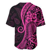 Pink Polynesia Paisley Baseball Jersey Polynesian With Tropical Flowers LT14 - Polynesian Pride
