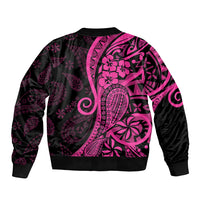 Pink Polynesia Paisley Bomber Jacket Polynesian With Tropical Flowers LT14 - Polynesian Pride