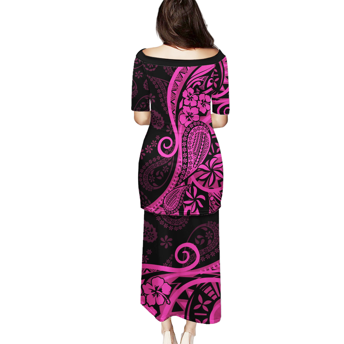 Pink Polynesia Paisley Family Matching Puletasi Dress and Hawaiian Shirt Polynesian With Tropical Flowers LT14 - Polynesian Pride