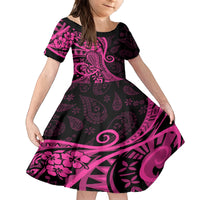Pink Polynesia Paisley Family Matching Tank Maxi Dress and Hawaiian Shirt Polynesian With Tropical Flowers LT14 Daughter's Dress Pink - Polynesian Pride
