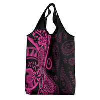 Pink Polynesia Paisley Grocery Bag Polynesian With Tropical Flowers LT14 - Polynesian Pride