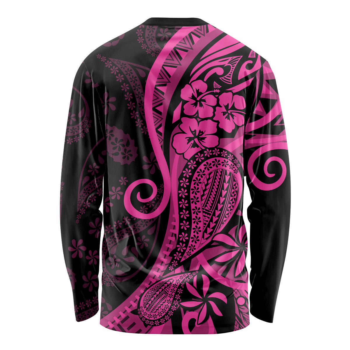 Pink Polynesia Paisley Long Sleeve Shirt Polynesian With Tropical Flowers LT14 - Polynesian Pride