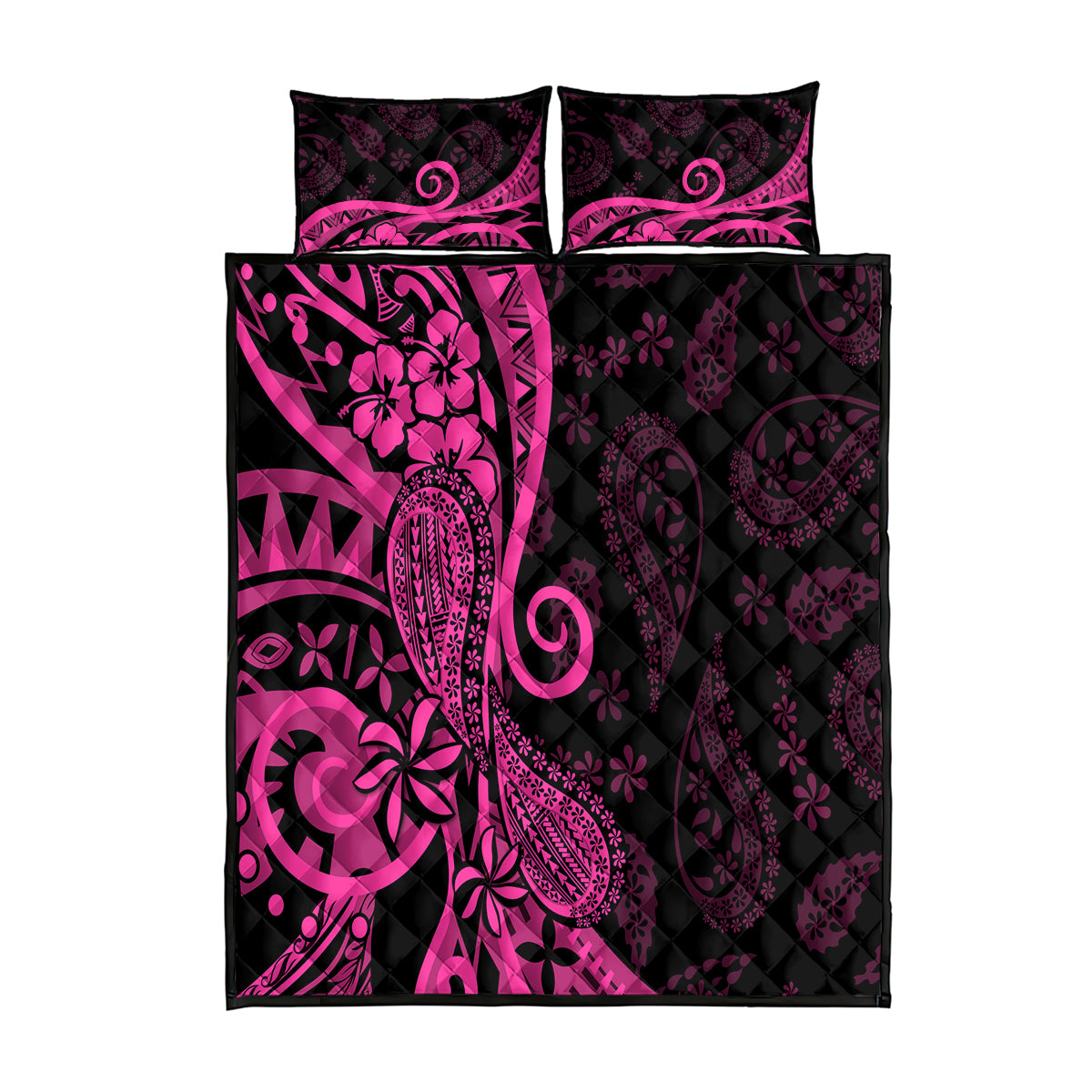 Pink Polynesia Paisley Quilt Bed Set Polynesian With Tropical Flowers LT14 Pink - Polynesian Pride