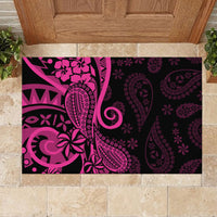 Pink Polynesia Paisley Rubber Doormat Polynesian With Tropical Flowers LT14 - Polynesian Pride