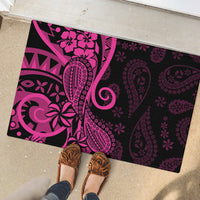 Pink Polynesia Paisley Rubber Doormat Polynesian With Tropical Flowers LT14 - Polynesian Pride