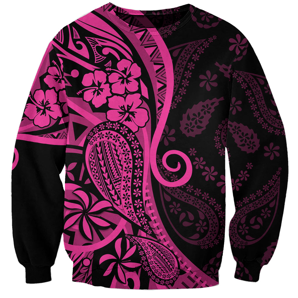 Pink Polynesia Paisley Sweatshirt Polynesian With Tropical Flowers LT14 Unisex Pink - Polynesian Pride