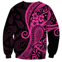 Pink Polynesia Paisley Sweatshirt Polynesian With Tropical Flowers LT14 - Polynesian Pride