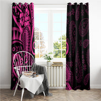 Pink Polynesia Paisley Window Curtain Polynesian With Tropical Flowers LT14 - Polynesian Pride