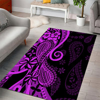 Polynesia Paisley Area Rug Polynesian With Tropical Flowers - Purple LT14 - Polynesian Pride
